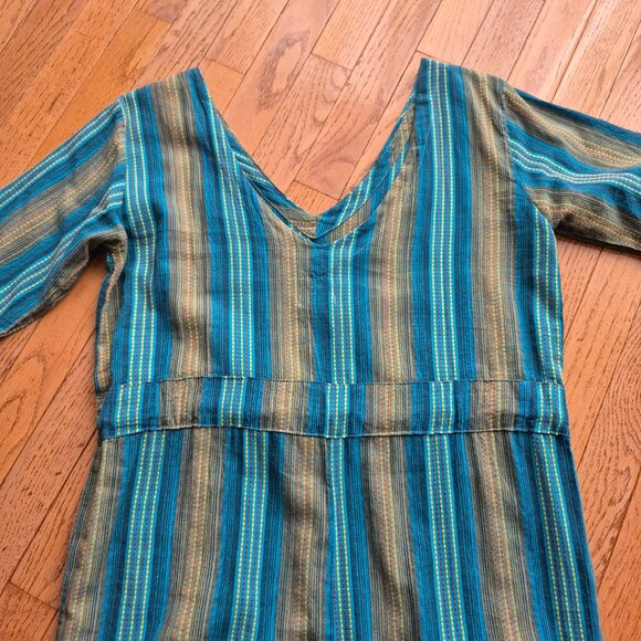Ark Imports Boho Striped Wide Leg Jumpsuit Nepal Made Adjustable Waist M/L - Picture 6 of 15